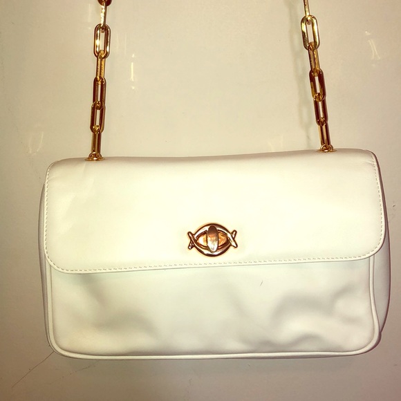 Giana Bernini Gold Chain White Leather Purse - Picture 1 of 3